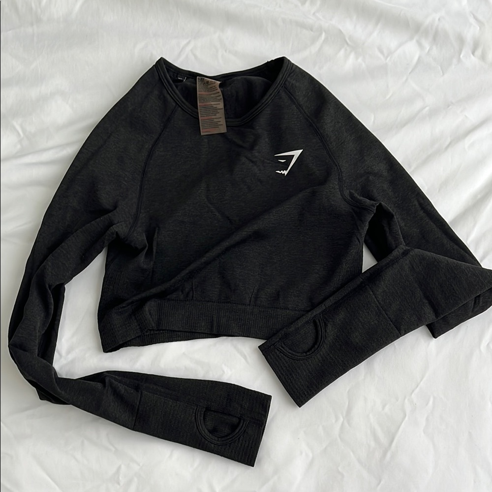Gymshark Seamless Black Long Sleeve Crop Top